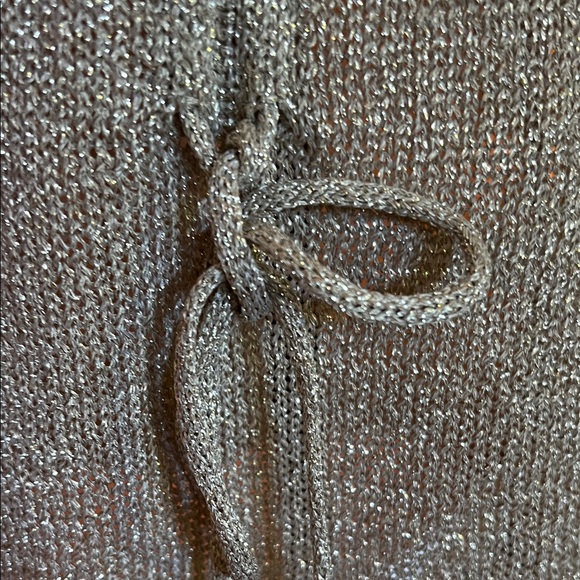 👗 Large - Cupshe Gold Glitter Lurex Dress Deep V Front and Back Tie Accent / F - Picture 5 of 6